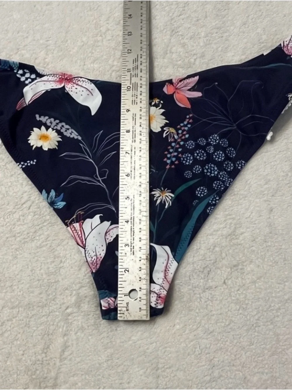NWT Cupshe Navy Floral Crochet Trim Bikini Bottom Women's Size XXL